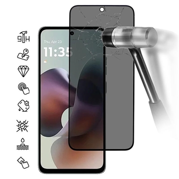 Motorola Moto G56 Privacy Full Cover Panzerglas - Schwarz Rand