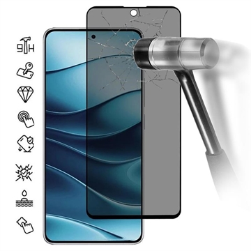 Xiaomi Redmi Note 14 4G/5G Privacy Full Cover Panzerglas - Schwarz Rand
