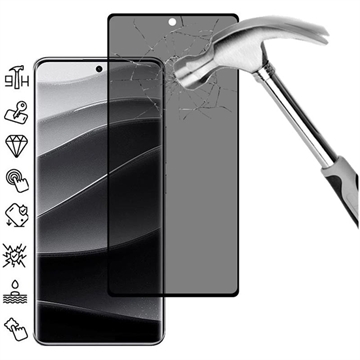 Xiaomi Redmi Note 14 Pro+ 5G/13 Pro+ Privacy Full Cover Panzerglas - Schwarz Rand