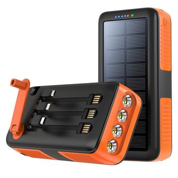 Psooo PS-618 30000mAh Solar Power Bank mit Handkurbel - Orange / Schwarz