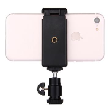 Puluz PU214 1/4" Hot Shoe Stativkopf und Klemme für Smartphones - Schwarz