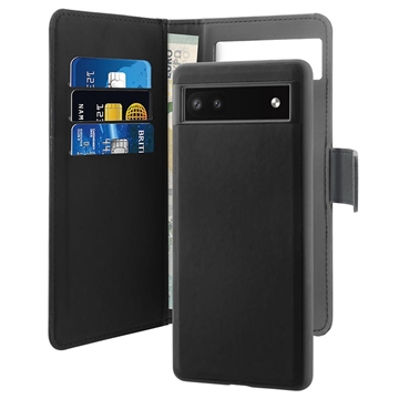 Puro 2-in-1 Magnetische Google Pixel 6a Wallet Hülle - Schwarz