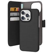 iPhone 15 Pro Puro 2-in-1 Magnetische Wallet Hülle - Schwarz