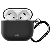 AirPods 4 Puro Icon Silikonhülle mit Karabiner - Schwarz
