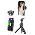 Q34 AI Anti-Shake Selfie-Stick mit Gimbal-Stabilisator und RGB-Schönheitslicht - Schwarz