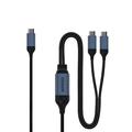 QGEEM CC0082 Geflochtenes USB-C-zu-Dual-USB-C-Schnellladekabel - 140W, 1.2m - Schwarz