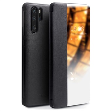 Qialino Smart View Huawei P30 Pro Leder Case - Schwarz