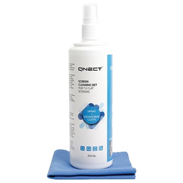 Qnect Display Reinigungsset - Spray & Mikrofasertuch