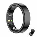 R02S Smart Ring mit Gesundheitsüberwachung - Größe: 7 - Schwarz