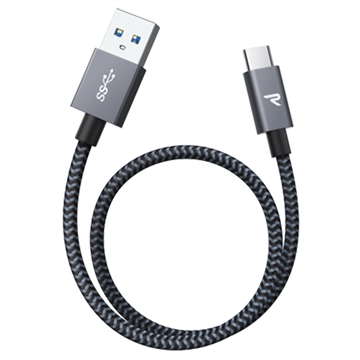 Rampow T04 Nylon Geflochtenes USB-C Kabel - 2m - Schwarz