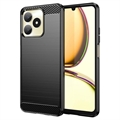 Realme C53/Narzo N53 Gebürstete TPU Hülle - Karbonfaser - Schwarz