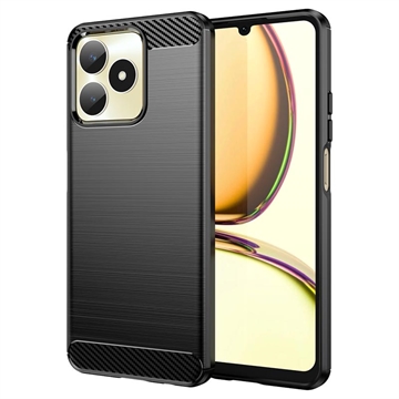 Realme C53/Narzo N53 Gebürstete TPU Hülle - Karbonfaser - Schwarz