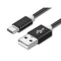 Reekin Nylon geflochtenes USB-A / USB-C Kabel - 2A, 1m - Schwarz