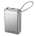 Remax AS-182-45 Powerbank mit 20000mAh, USB-C- und Lightning-Kabeln - 45W - Silber