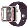 Strass Dekorativ Apple Watch SE (2022)/SE/6/5/4 Cover mit Panzerglas - 44mm - Pink