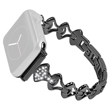 Strassstein Fächerförmiges Apple Watch Ultra 3/2/Ultra/11/10/9/8/SE 3/(2022)/7/SE/6/5/4/3/2/1 Armband - 49mm/46mm/45mm/44mm/42mm - Schwarz