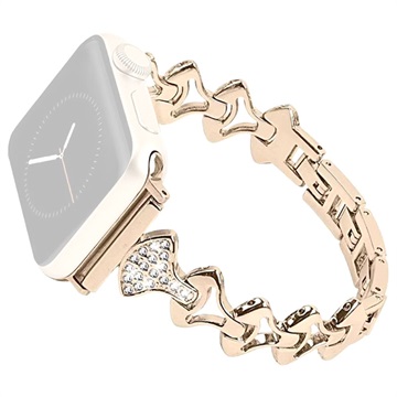 Strassstein Fächerförmiges Apple Watch Ultra 3/2/Ultra/11/10/9/8/SE 3/(2022)/7/SE/6/5/4/3/2/1 Armband - 49mm/46mm/45mm/44mm/42mm - Champagner Gold