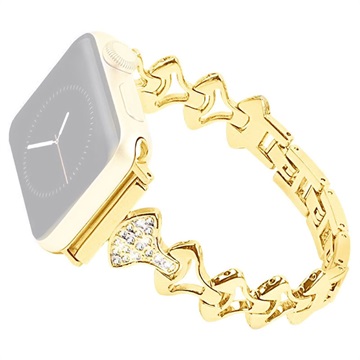 Strassstein Fächerförmiges Apple Watch Ultra 3/2/Ultra/11/10/9/8/SE 3/(2022)/7/SE/6/5/4/3/2/1 Armband - 49mm/46mm/45mm/44mm/42mm - Gold