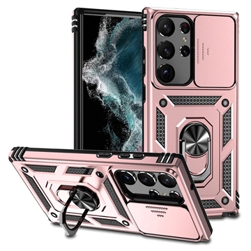 Samsung Galaxy S23 Ultra 5G Drehring-Hybrid Hülle mit Kameraschutz - Roségold