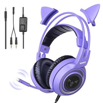 SOMIC G951S E-Sports Gaming-Kopfhörer 3,5mm kabelgebundenes Over-Ear-Headset - lila