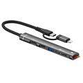 SVT02 Für iPhone+Type-C Hub Adapter auf 2 Type-C Ports+USB+2 Card Reader Slots - Grau