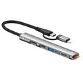 SVT02 Für iPhone+Type-C Hub Adapter auf 2 Type-C Ports+USB+2 Card Reader Slots - Silber