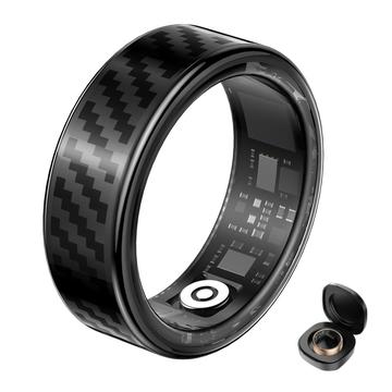 SY02 Kohlenstofffaser-Muster Smart Ring - Größe: 19mm - Schwarz