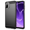 Samsung Galaxy A07 4G Gebürstete TPU Hülle - Karbonfaser - Schwarz