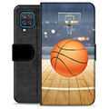 Samsung Galaxy A12 Premium Schutzhülle mit Geldbörse - Basketball