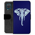 Samsung Galaxy A12 Premium Schutzhülle mit Geldbörse - Elefant