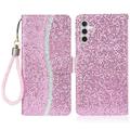 Samsung Galaxy A16 Stilvolle Glitzer Wallet Hülle - Rosa