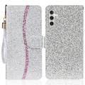 Samsung Galaxy A16 Stilvolle Glitzer Wallet Hülle - Silber
