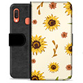 Samsung Galaxy A20e Premium Schutzhülle mit Geldbörse - Sonnenblume