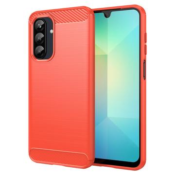 Samsung Galaxy A26 Gebürstete TPU Hülle - Karbonfaser - Rot