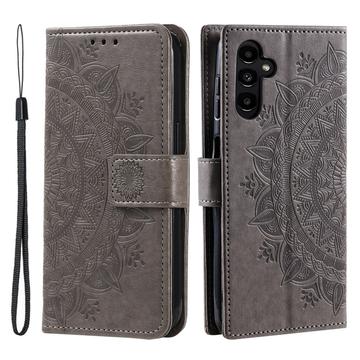 Samsung Galaxy A26 Mandala Serie Wallet Hülle - Grau