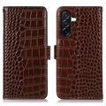 Samsung Galaxy A27 Crocodile Serie Lederhülle mit Geldbörse mit RFID - Braun