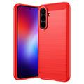 Samsung Galaxy A27 Gebürstete TPU Hülle - Karbonfaser - rot