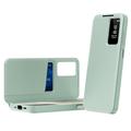 Samsung Galaxy A27 Smart Clear View Flip Hülle mit Kartenschlitz - Hellgrün
