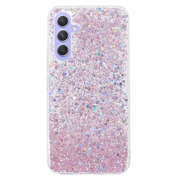 Samsung Galaxy A34 5G Glitter Flakes TPU Hülle - Rosa