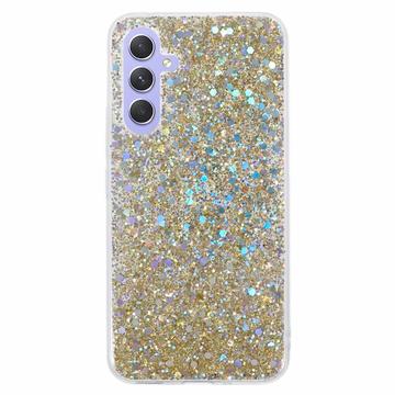 Samsung Galaxy A35 Glitter Flakes TPU Hülle - Gold