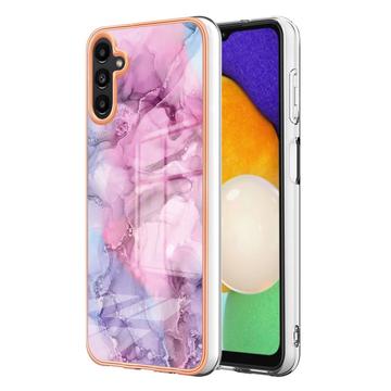 Samsung Galaxy A36 Galvanisierte IMD TPU-Hülle mit Marmormuster - Blau / Rosa