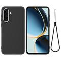 Samsung Galaxy A37 Liquid Silikonhülle mit Handschlaufe - Schwarz