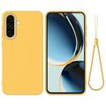 Samsung Galaxy A37 Liquid Silikonhülle mit Handschlaufe - Gelb