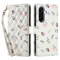 Samsung Galaxy A57 Rhombisches Blumen Wallet Hülle - Rosen