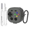 Samsung Galaxy Buds 4/4 Pro Etui im Gaming-Controller-Stil mit Karabinerhaken und Reinigungswerkzeug - Grau