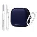 Samsung Galaxy Buds4/Buds4 Pro Elegantes Etui mit Karabinerhaken und Reinigungsstiften - Blau