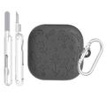 Samsung Galaxy Buds4/Buds4 Pro Silikonhülle mit Blumenmuster und Reinigungsstiften - Dunkelgrau