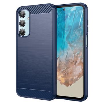 Samsung Galaxy M35 Gebürstete TPU Hülle - Karbonfaser - Blau