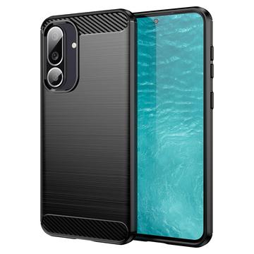 Samsung Galaxy M56/F56 Gebürstete TPU Hülle - Karbonfaser - Schwarz