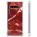 Samsung Galaxy S10 Hybrid Hülle - Roter Marmor